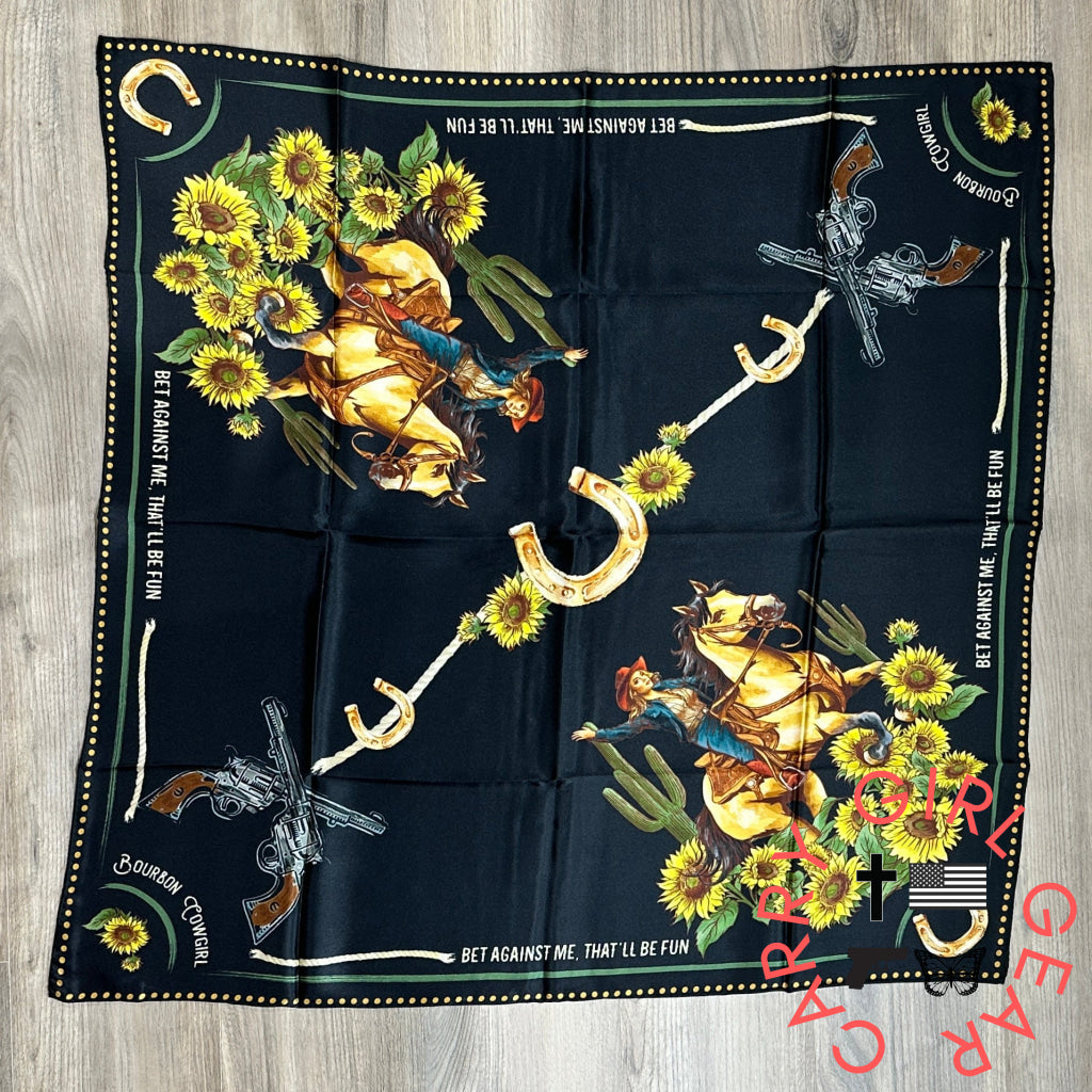 Bet Against Me That’ll Be Fun Wild Rag Scarf in Black by Bourbon Cowgirl wildrag