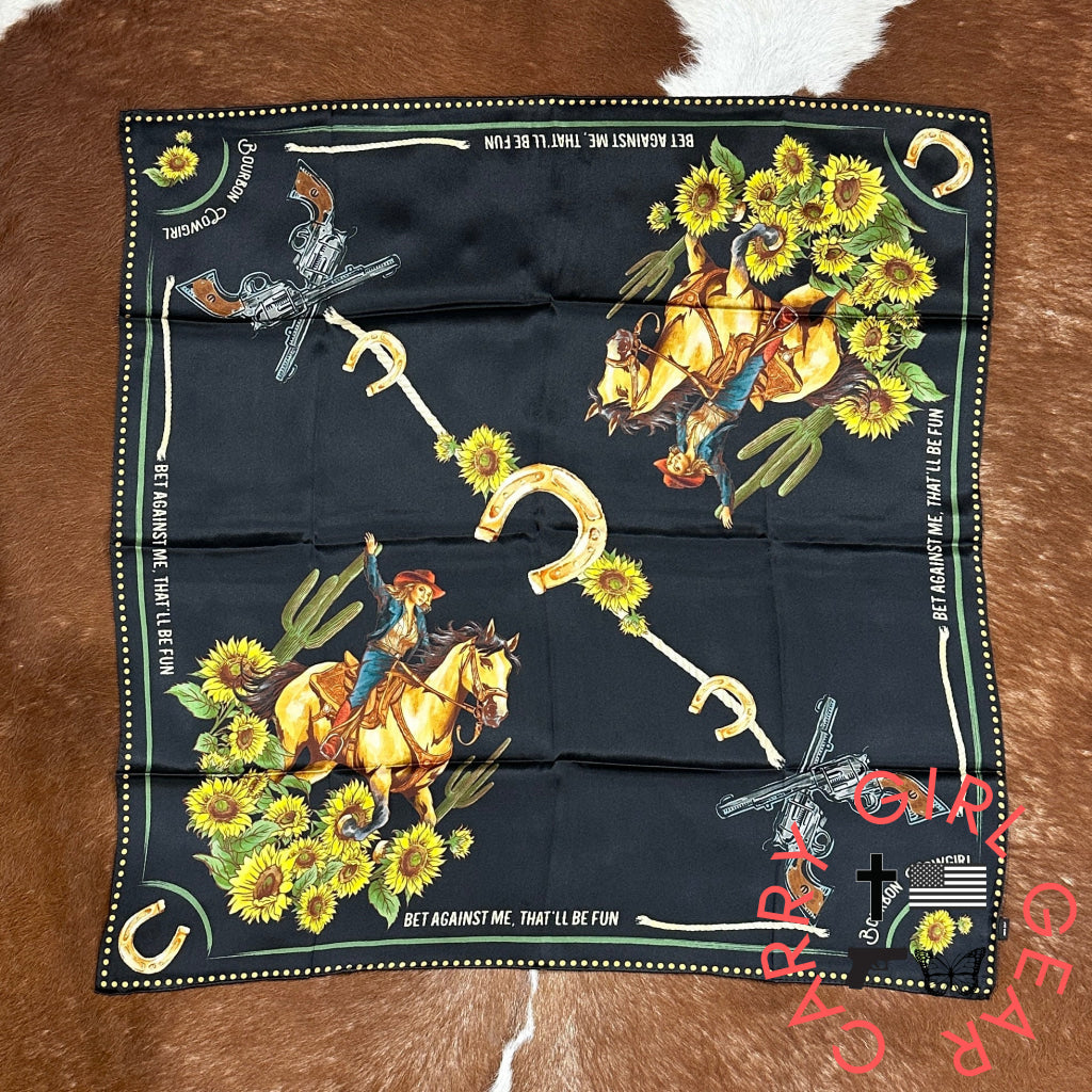Bet Against Me That’ll Be Fun Wild Rag Scarf in Black by Bourbon Cowgirl wildrag
