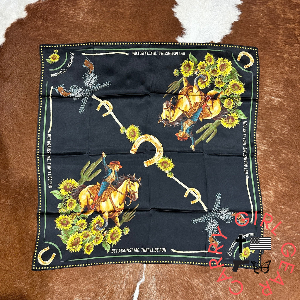 Bet Against Me That’ll Be Fun Wild Rag Scarf in Black by Bourbon Cowgirl wildrag