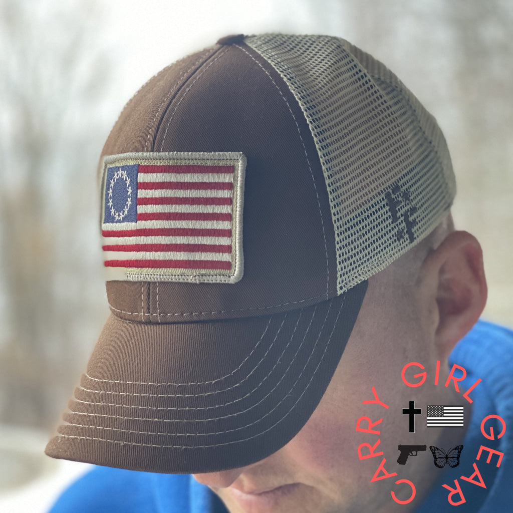 Betsy Ross Flag Patch Trucker Hat Hats