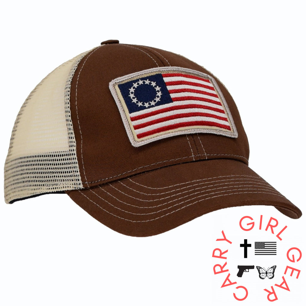 Betsy Ross Flag Patch Trucker Hat Hats