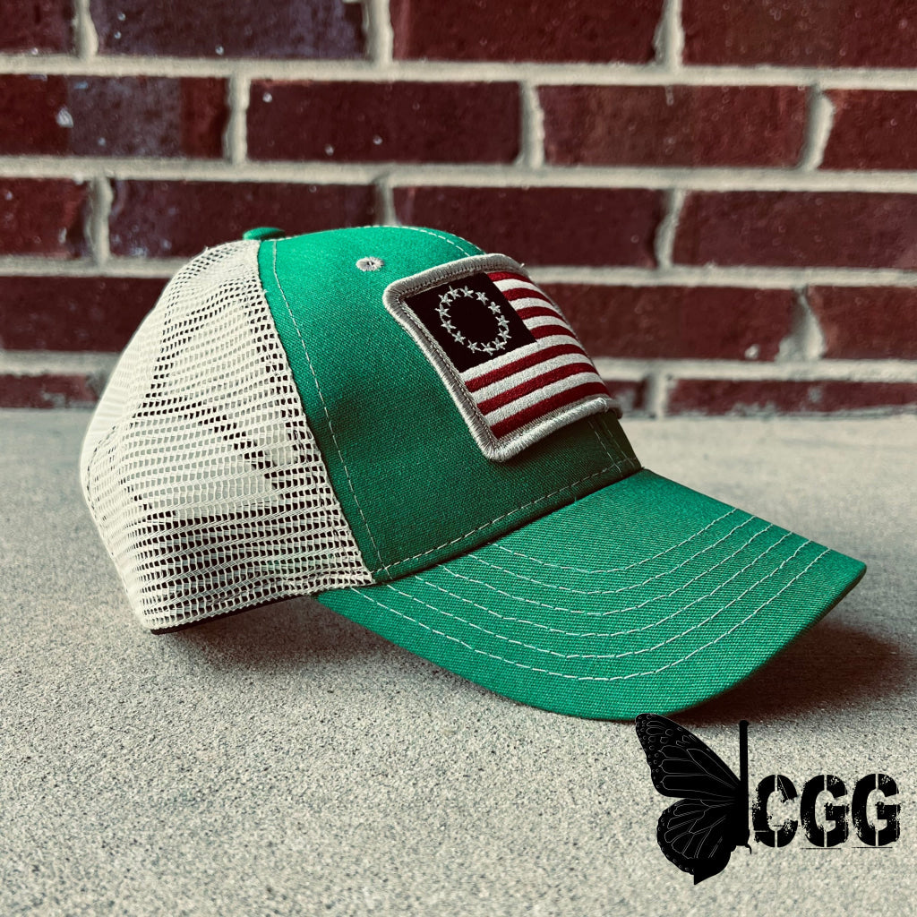 Betsy Ross Flag Patch Trucker Hat (Kelly Green) Hats