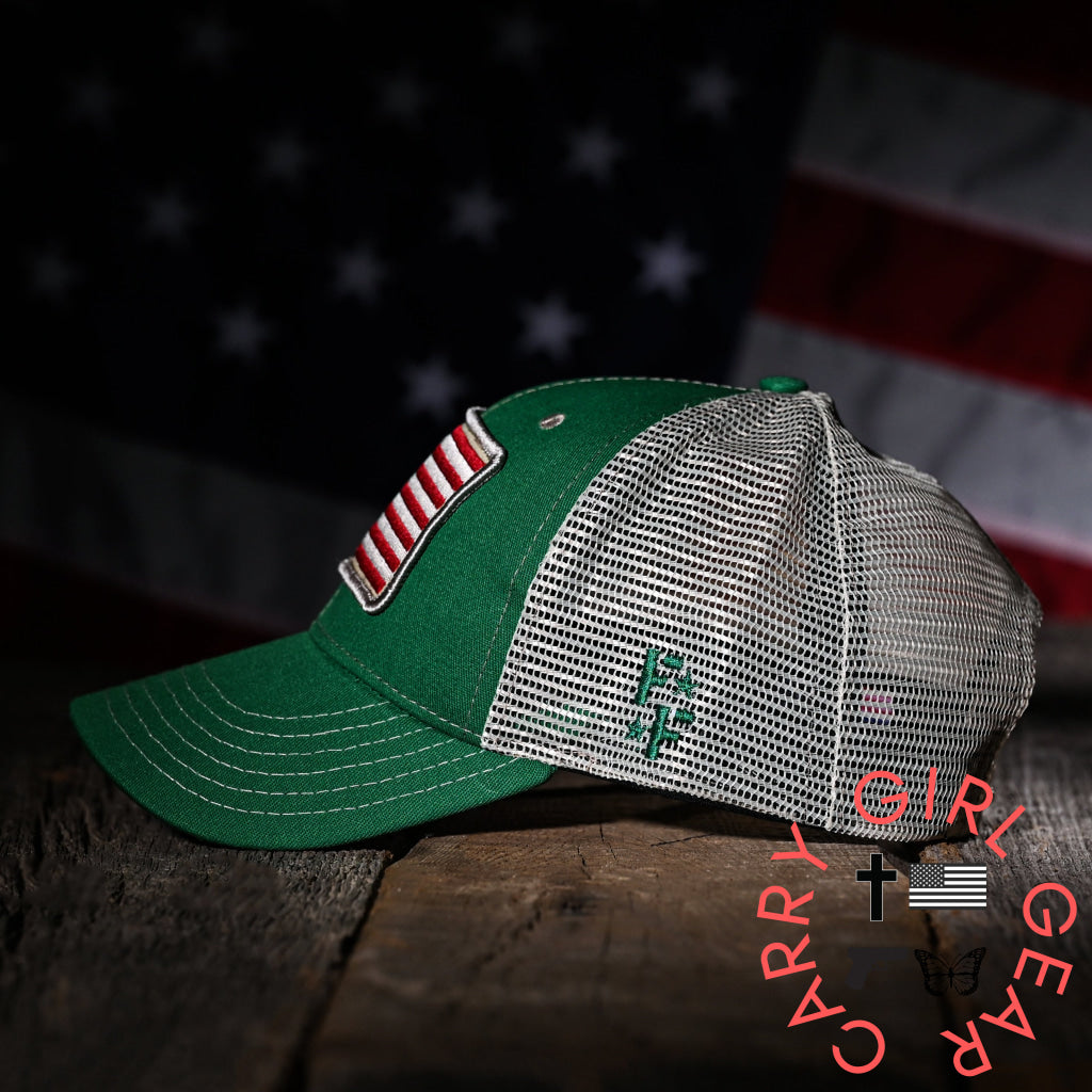 Betsy Ross Flag Patch Trucker Hat (Kelly Green) Hats