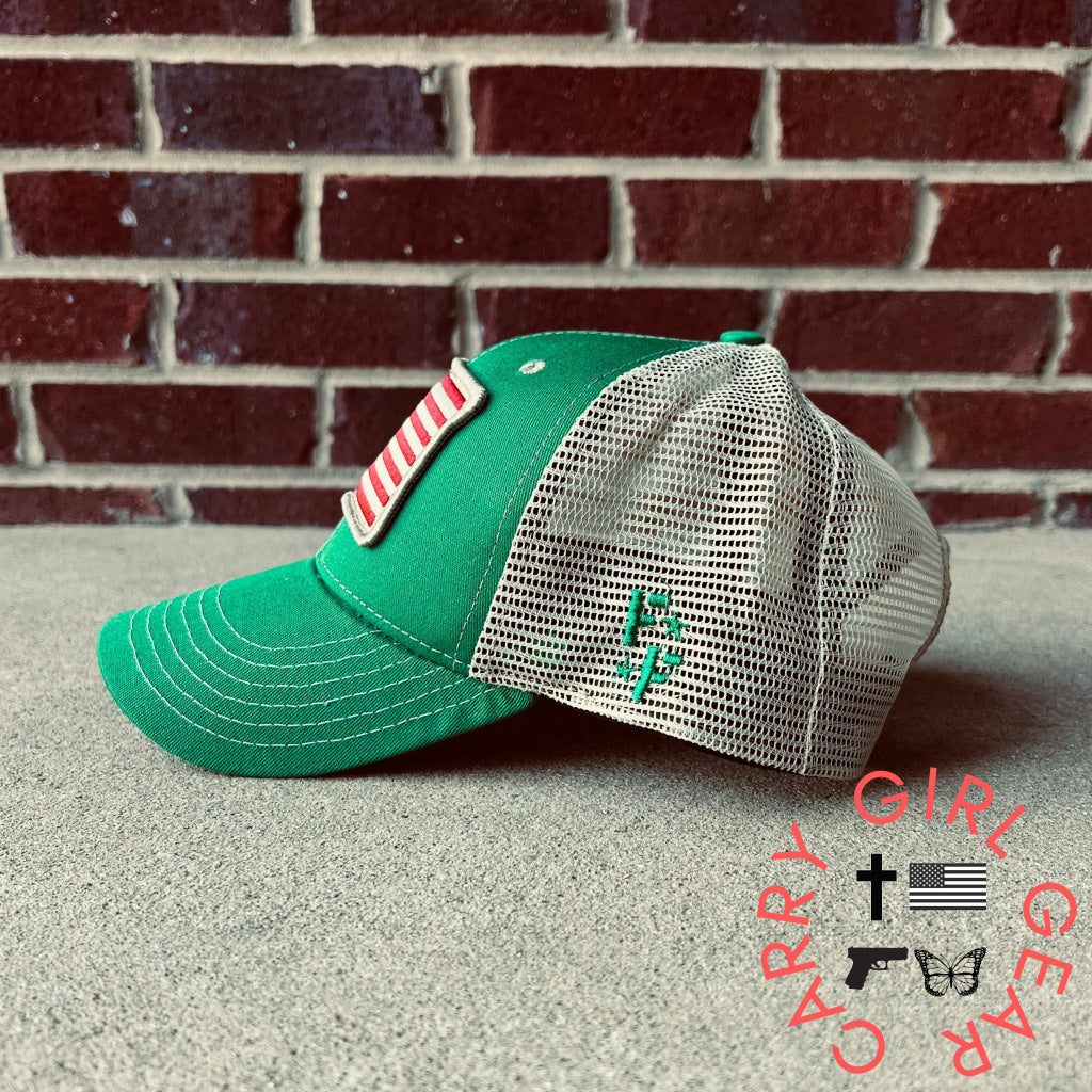 Betsy Ross Flag Patch Trucker Hat (Kelly Green) Hats