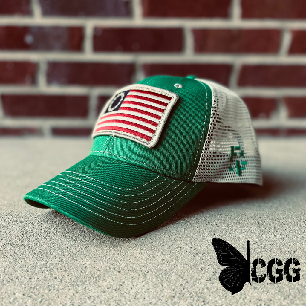 Betsy Ross Flag Patch Trucker Hat (Kelly Green) Hats