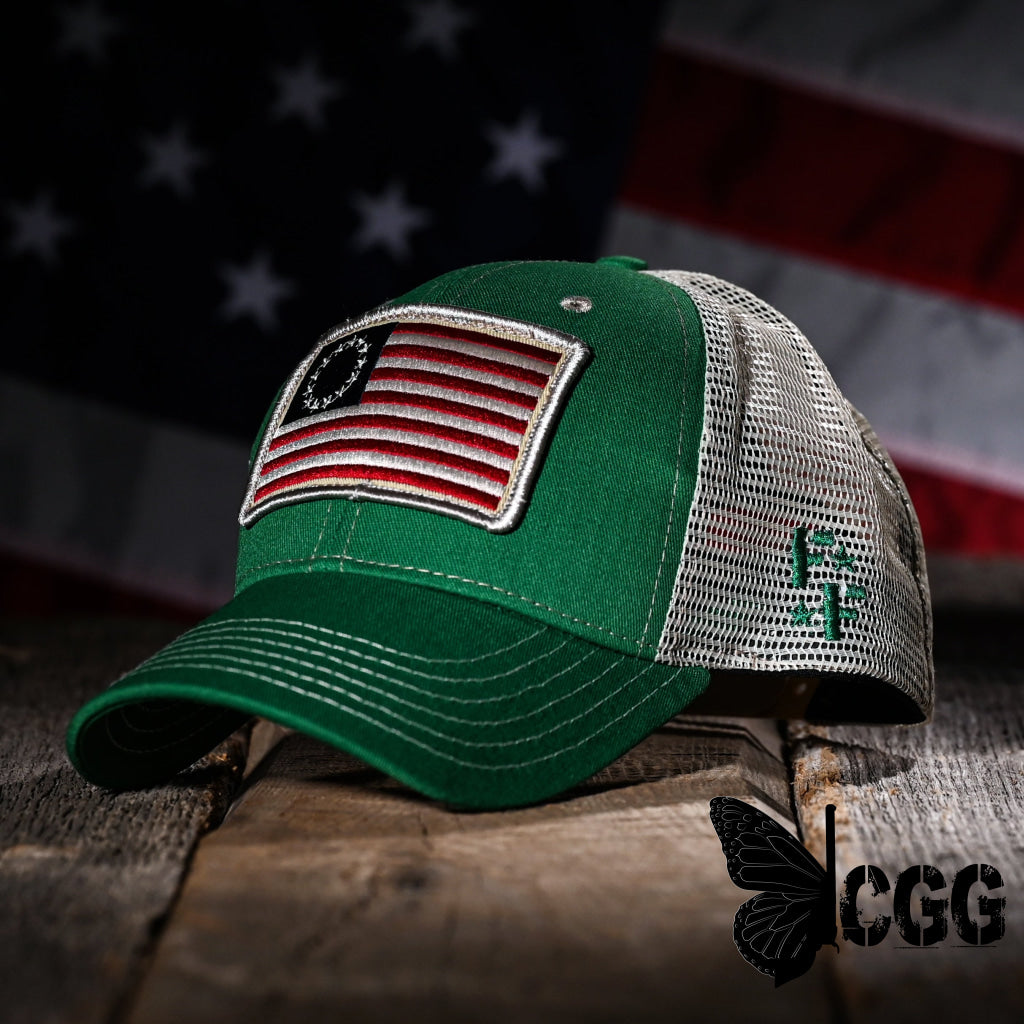 Betsy Ross Flag Patch Trucker Hat (Kelly Green) Hats