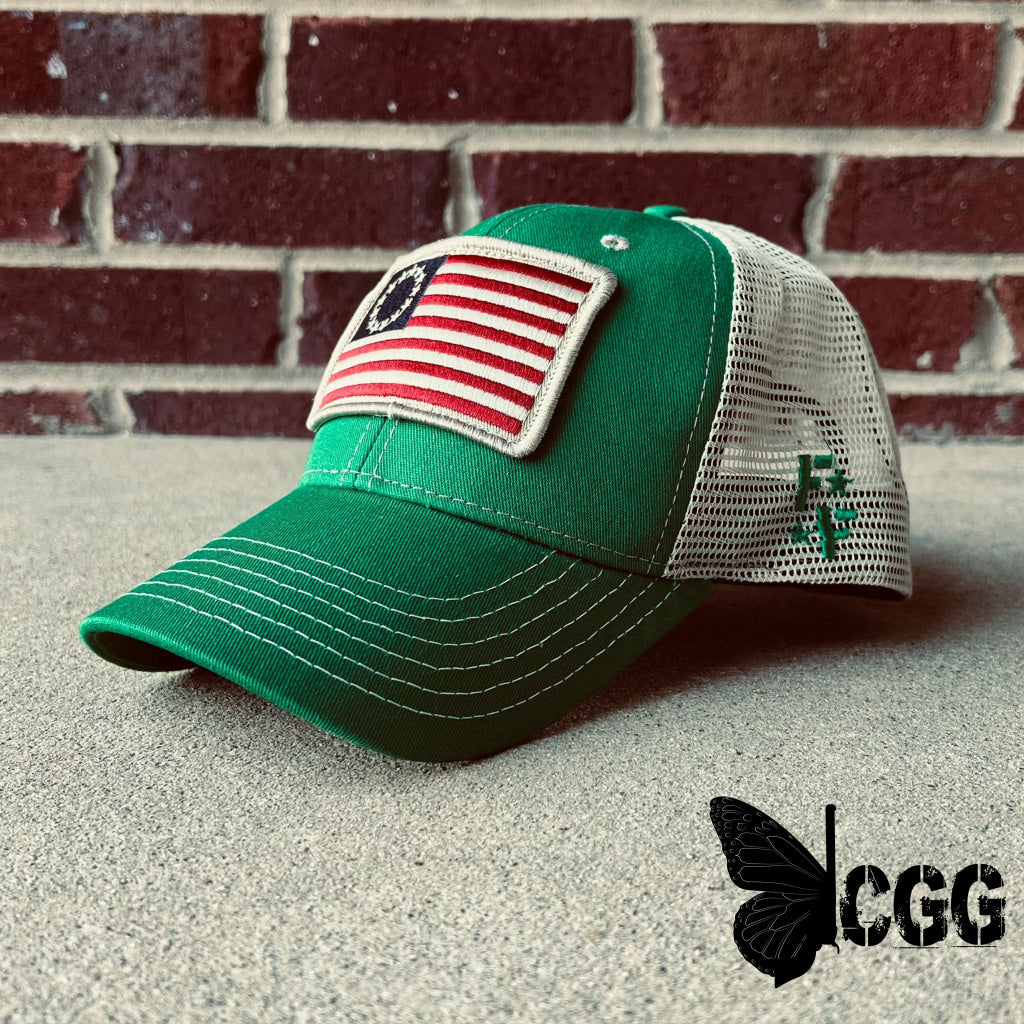 Betsy Ross Flag Patch Trucker Hat (Kelly Green) Hats