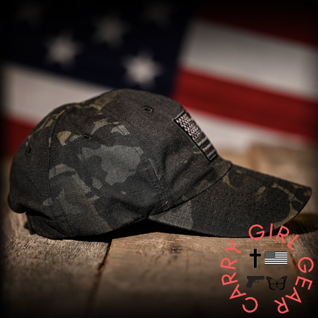 Black Multicam Full Fabric American Flag Range Hat Hats