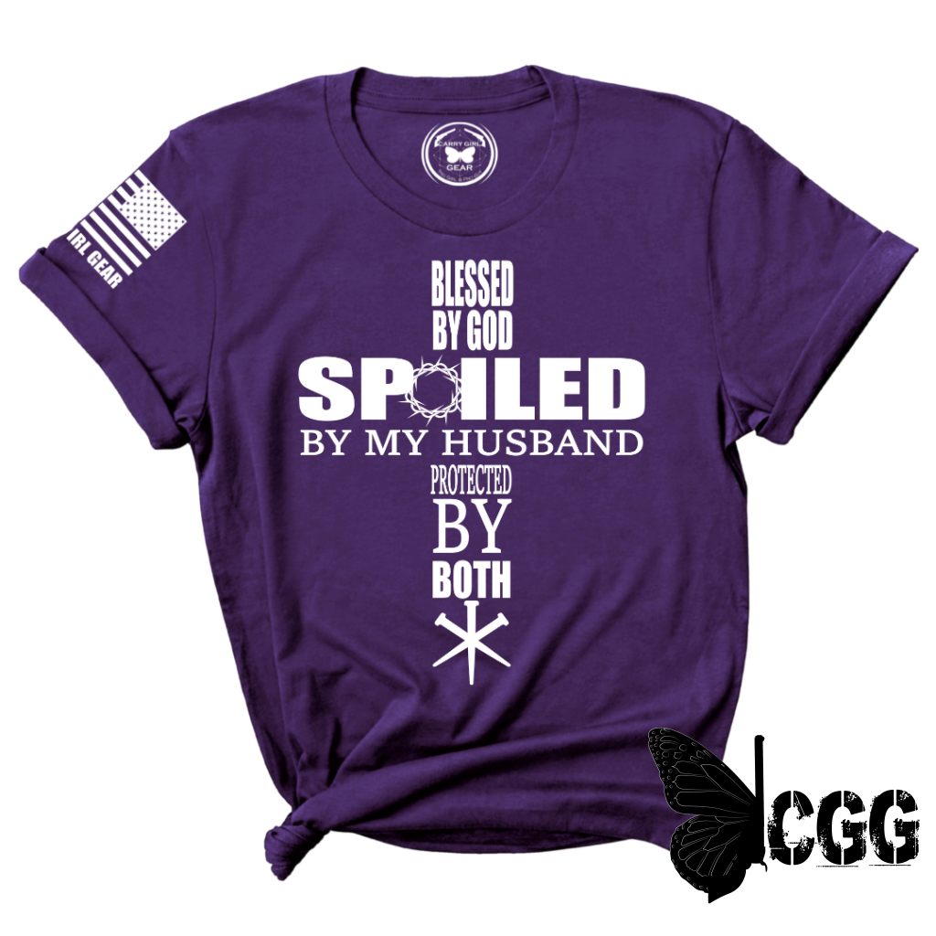 Blessed Spoiled & Protected Tee Xs / Purple Unisex Cut Cgg Perfect Tee
