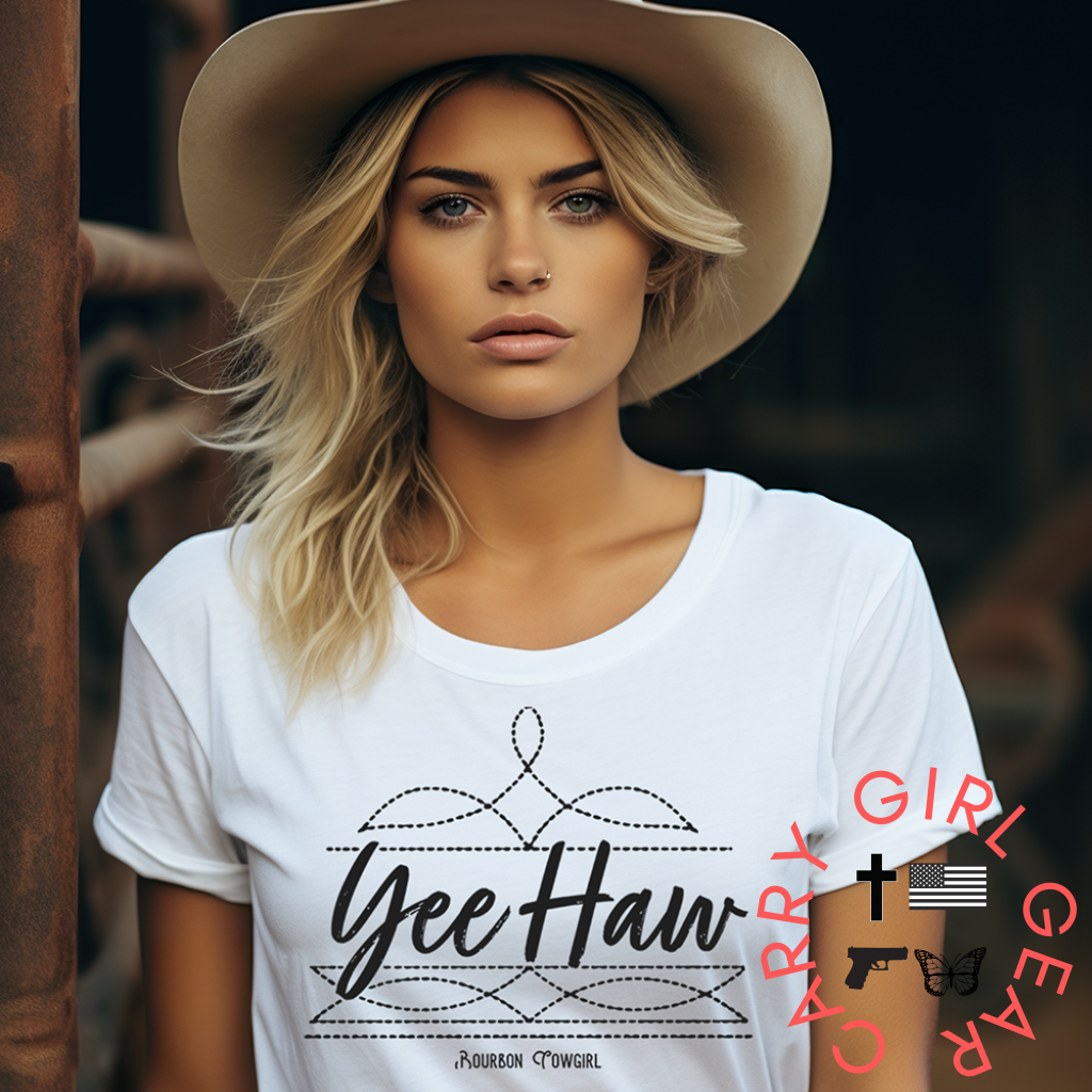 Boot Stitch Yee Haw T-Shirt Bourbon Cowgirl