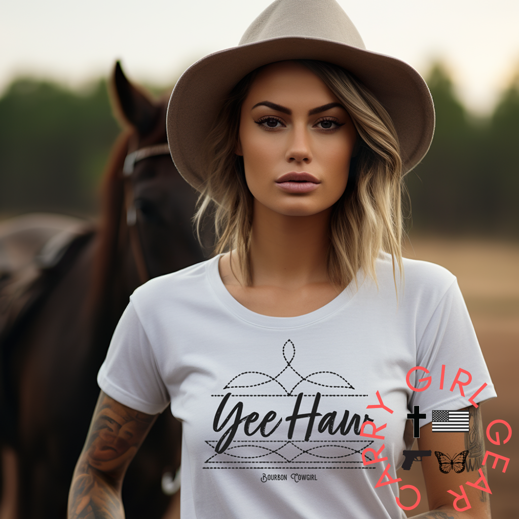 Boot Stitch Yee Haw T-Shirt Bourbon Cowgirl
