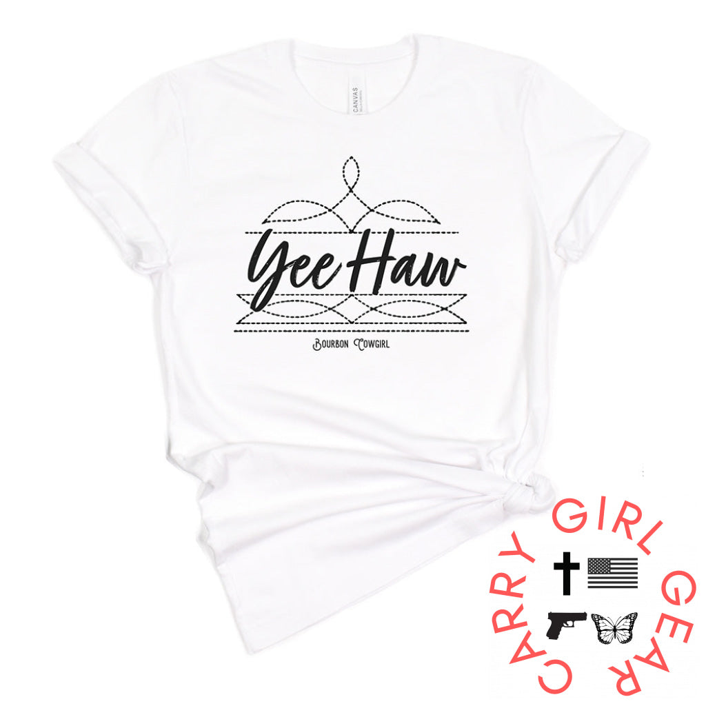 Boot Stitch Yee Haw T-Shirt Bourbon Cowgirl