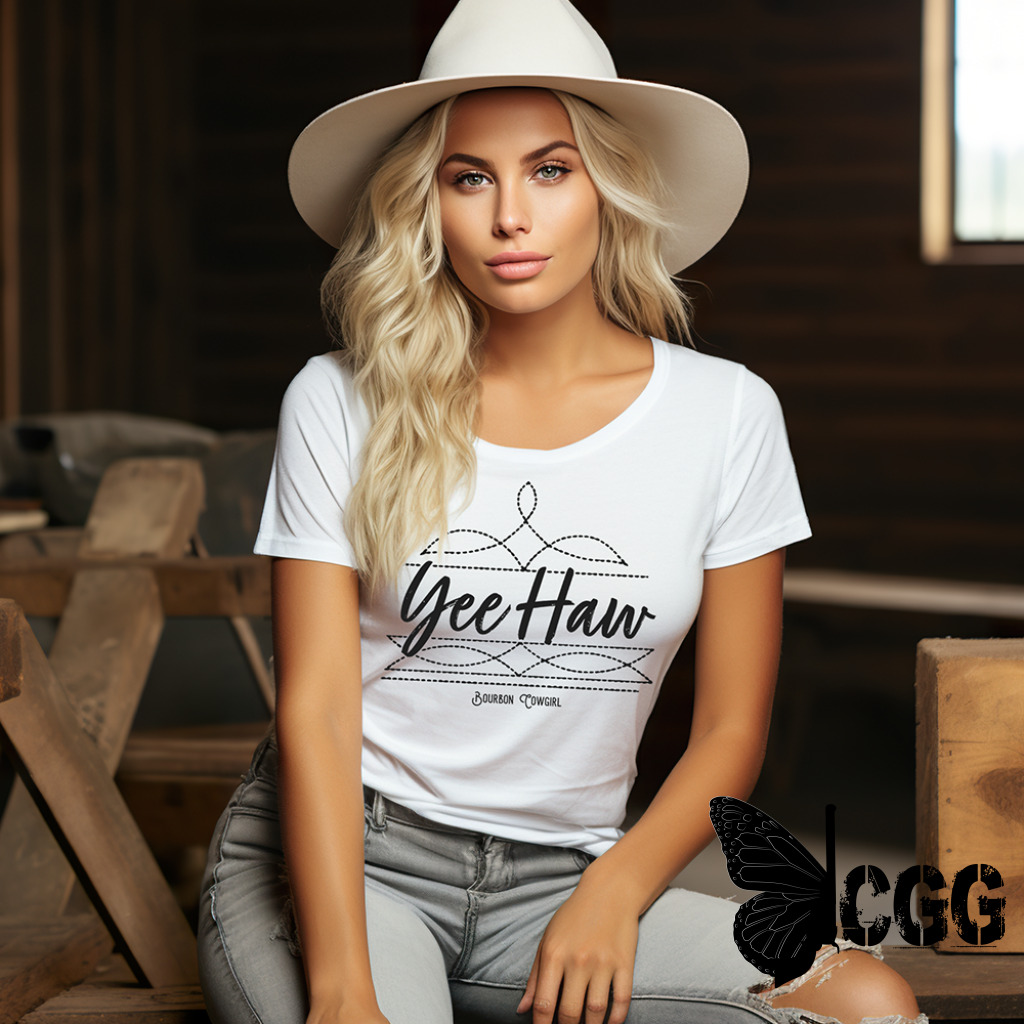 Boot Stitch Yee Haw T-Shirt Bourbon Cowgirl