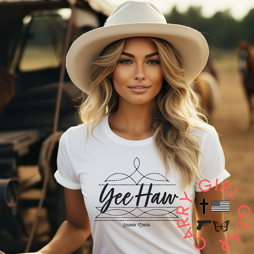 Boot Stitch Yee Haw T-Shirt Bourbon Cowgirl