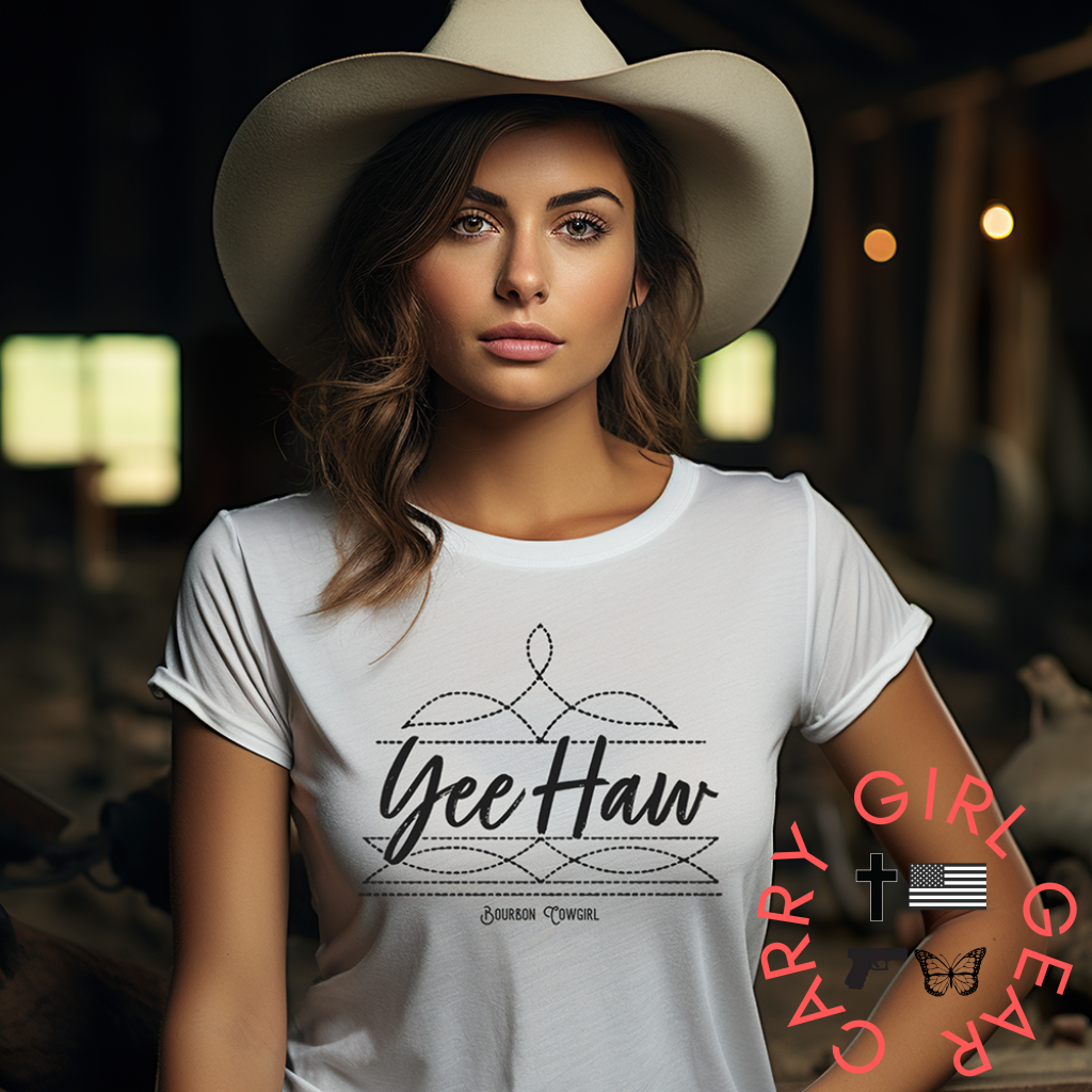 Boot Stitch Yee Haw T-Shirt Bourbon Cowgirl