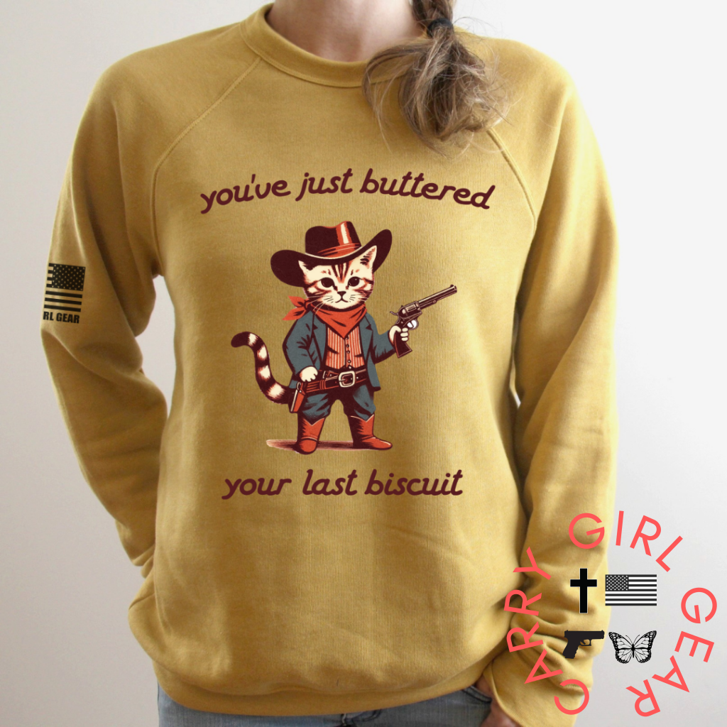 BUTTERED BISCUIT BANDIT SWEATSHIRT HEATHER MUSTARD / XS