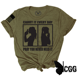 Carry & Pray Tee Xs / Olive Unisex Cut Cgg Perfect Tee