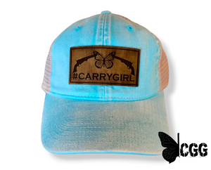 #Carrygirl Leather Patch Blue Lagoon Trucker Blue/Tan Mesh