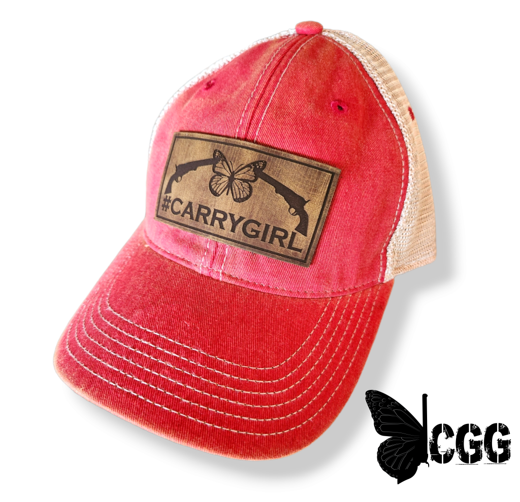 #Carrygirl Leather Patch Red Trucker Red/Tan Mesh