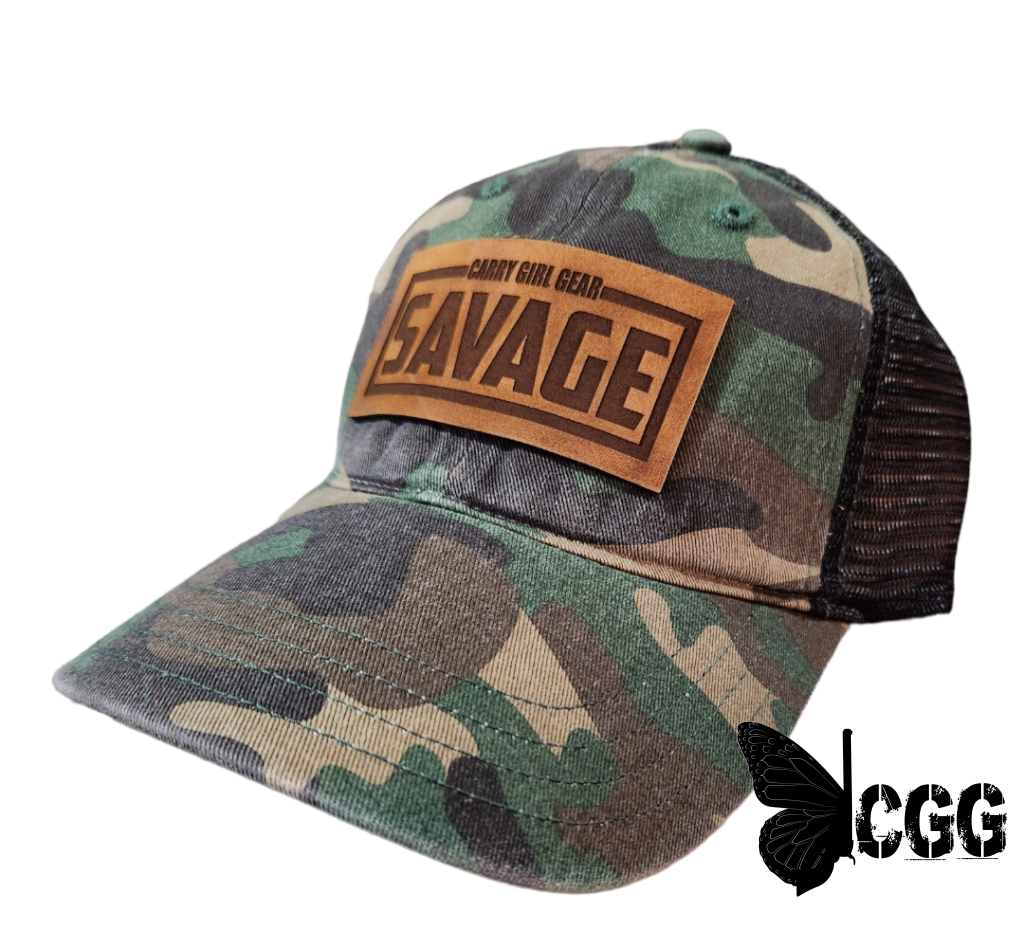 Cgg Savage Camo Leather Patch Trucker Camo/Black Mesh