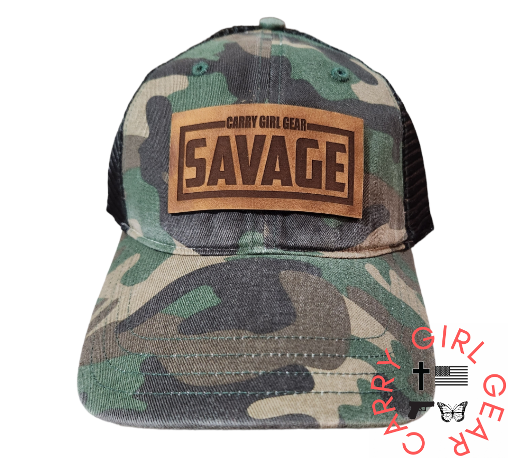 Cgg Savage Camo Leather Patch Trucker Camo/Black Mesh