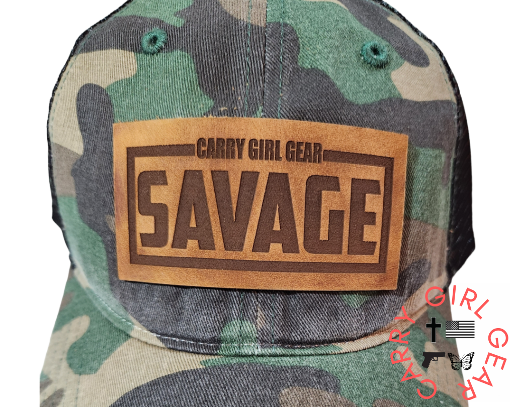 Cgg Savage Camo Leather Patch Trucker