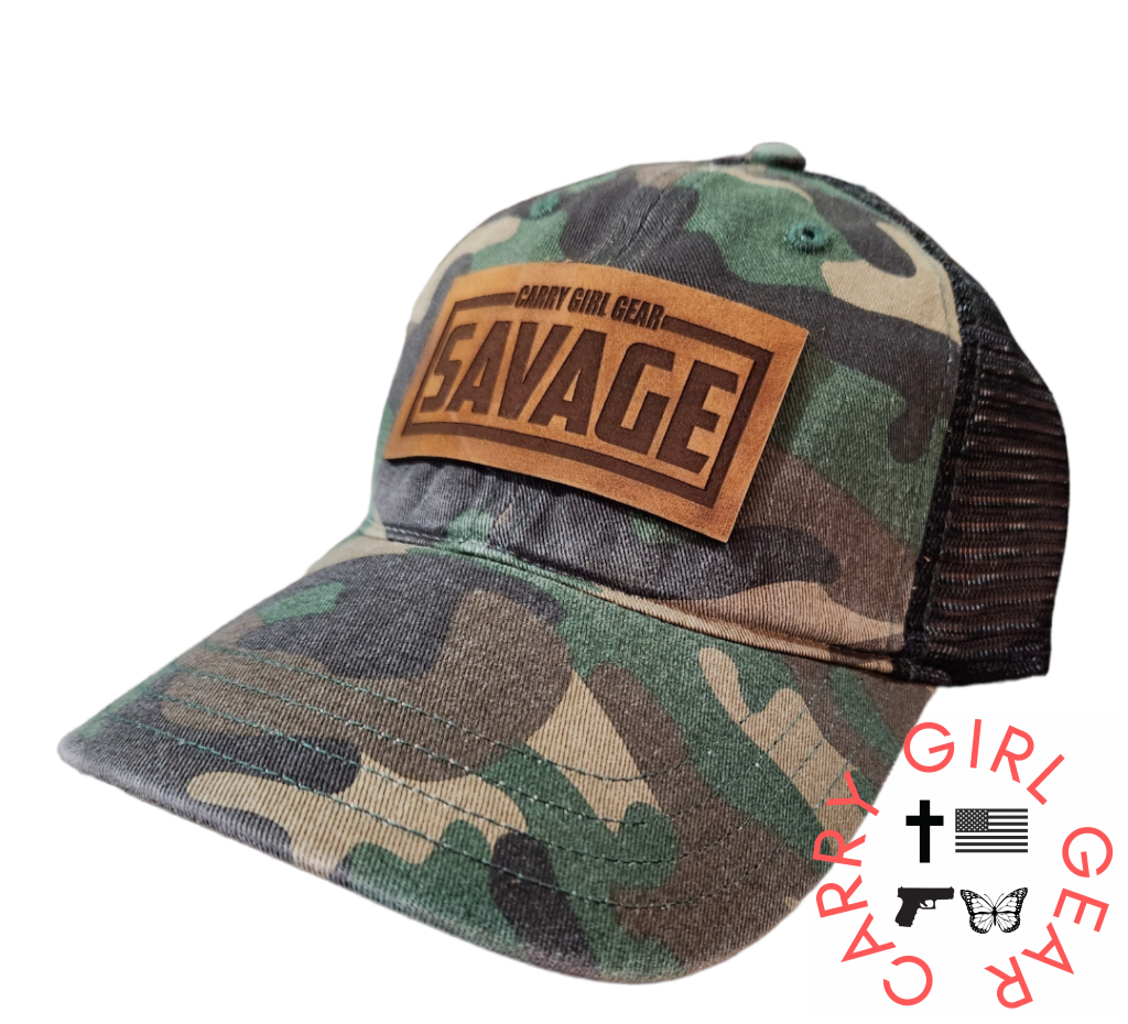 Cgg Savage Camo Leather Patch Trucker