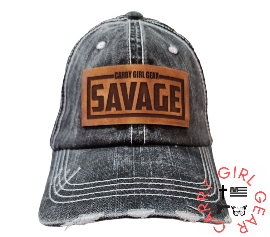 Cgg Savage Leather Patch Trucker Black/Black Mesh Hats
