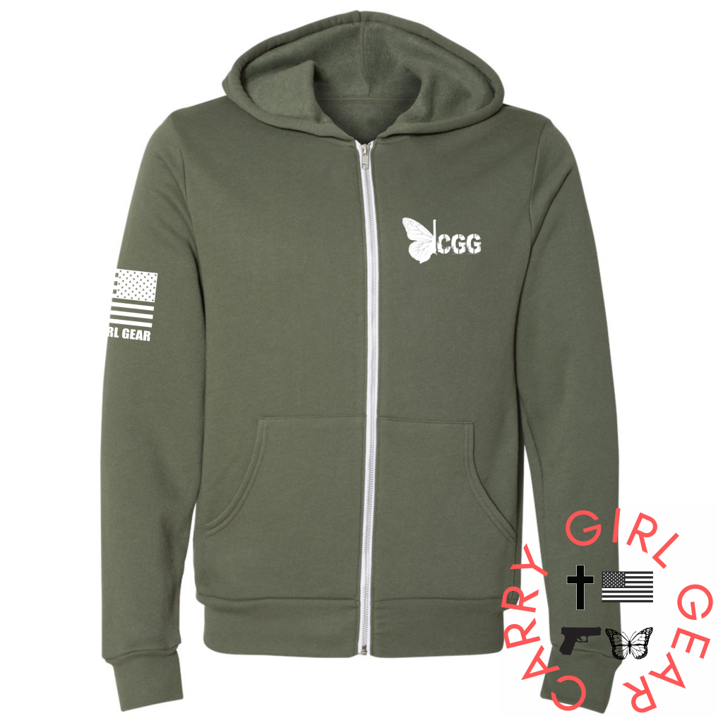 Cgg Zippered Hoodie Military Green / Xs