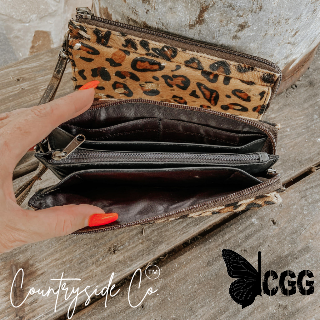 Cheetah Cowhide Wallet - Wristlet