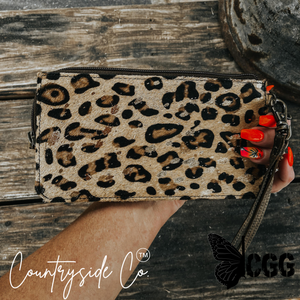 Cheetah Cowhide Wallet - Wristlet