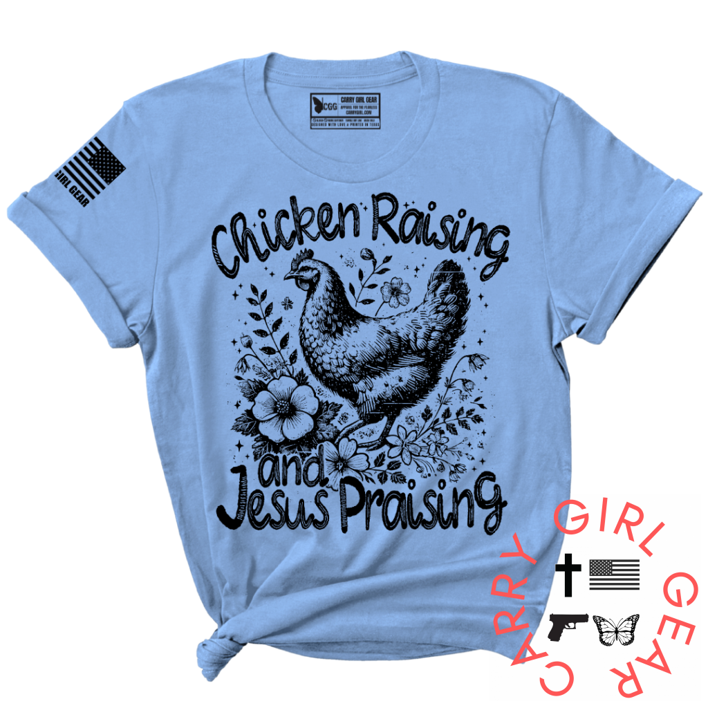 CHICKENS & JESUS TEE XS / BLUE / UNISEX CUT CGG PERFECT TEE