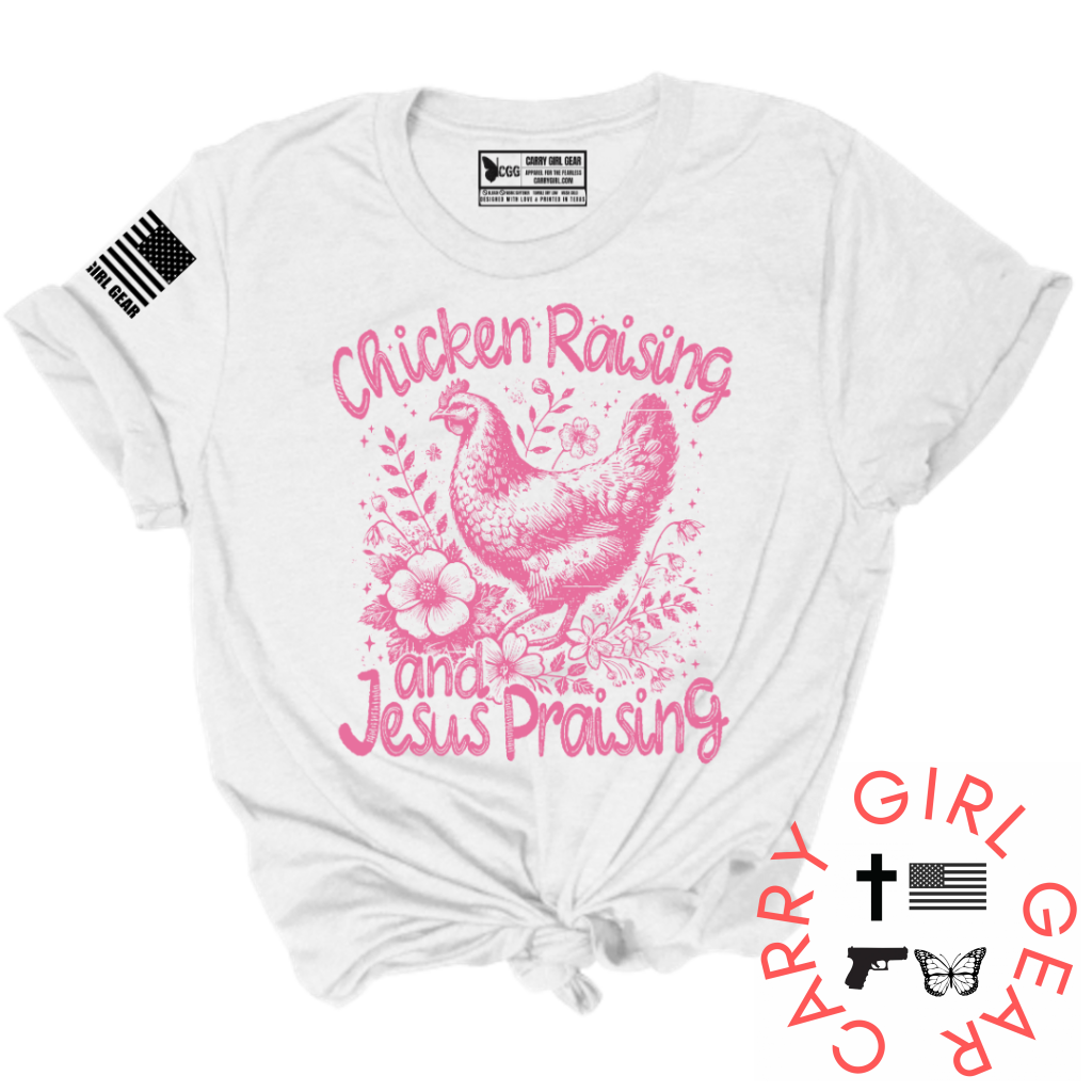 CHICKENS & JESUS TEE XS / WHITE / UNISEX CUT CGG PERFECT TEE