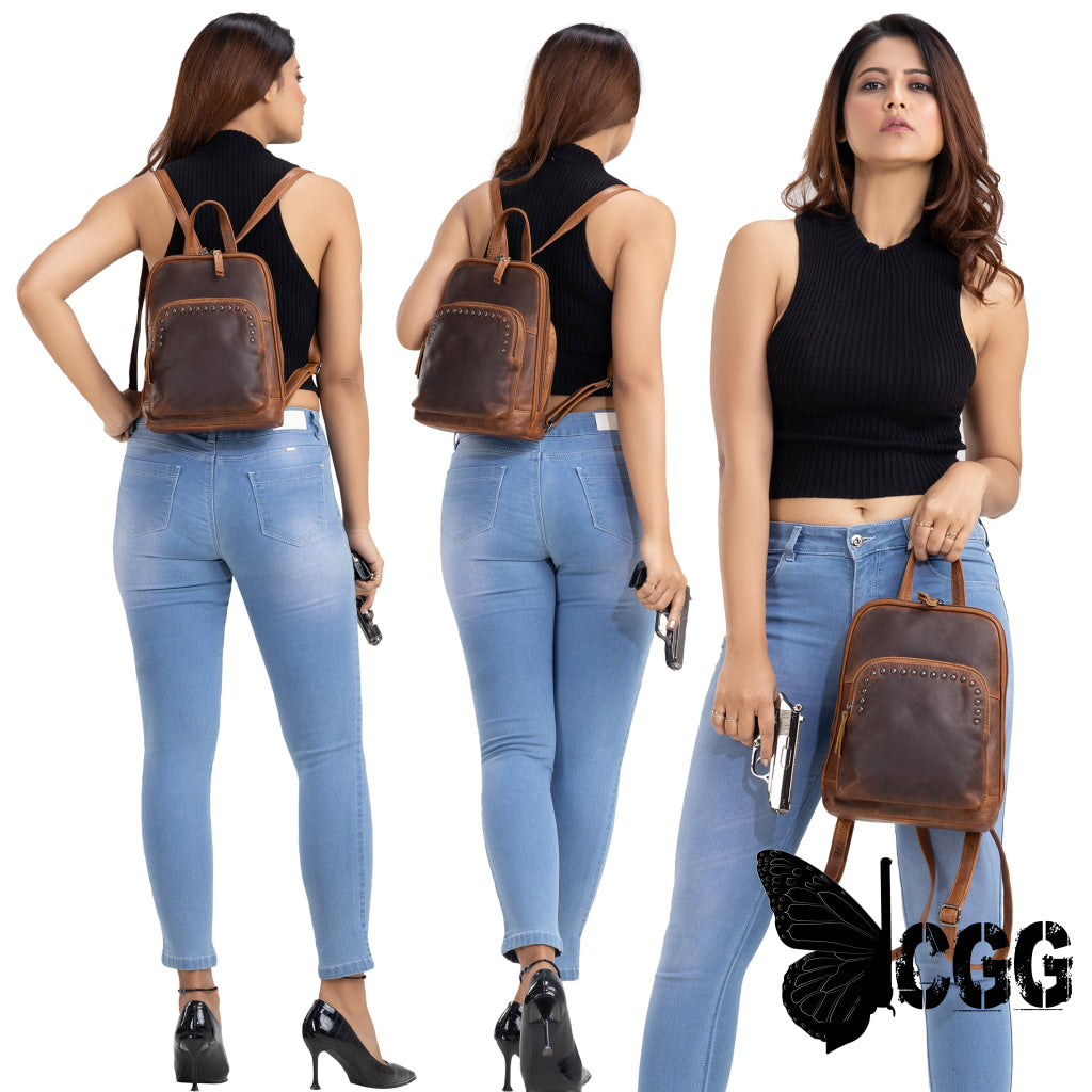 Concealed Carry Abby Leather Backpack By Lady Conceal Backpacks