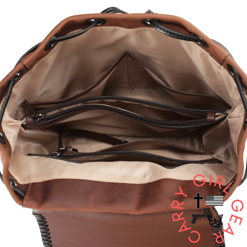 Concealed Carry Allie Leather Backpack By Lady Conceal Backpacks