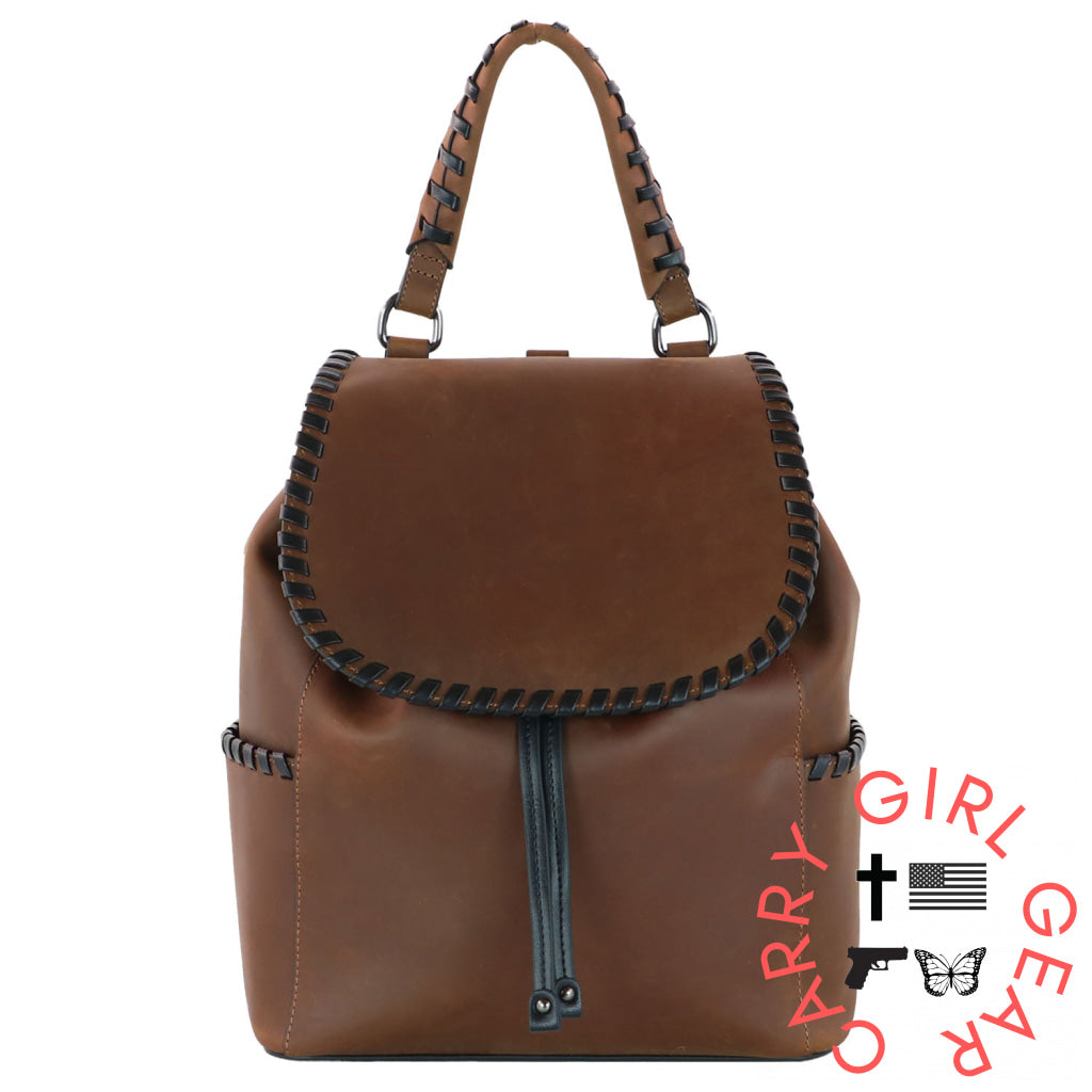 Concealed Carry Allie Leather Backpack By Lady Conceal Distressed Brown Backpacks