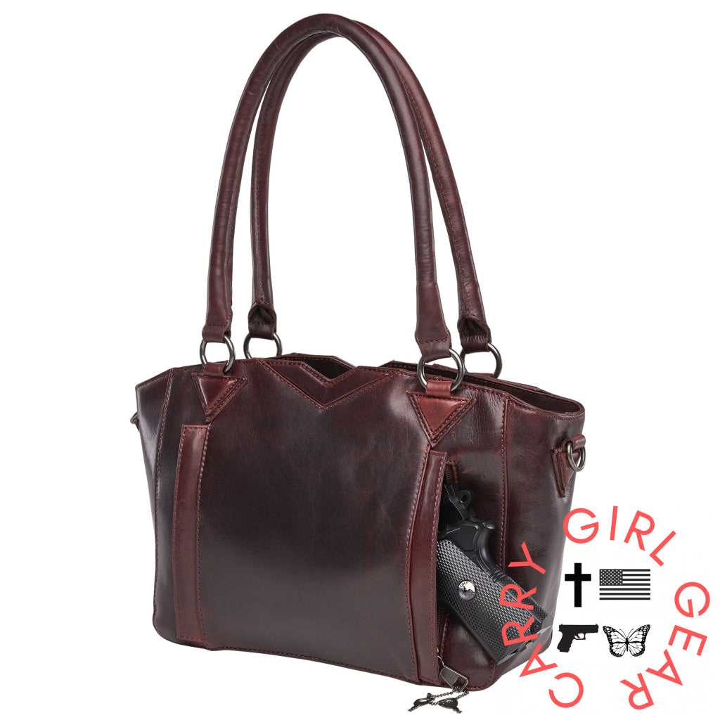 Concealed Carry Aubrey Leather Satchel By Lady Conceal Satchels