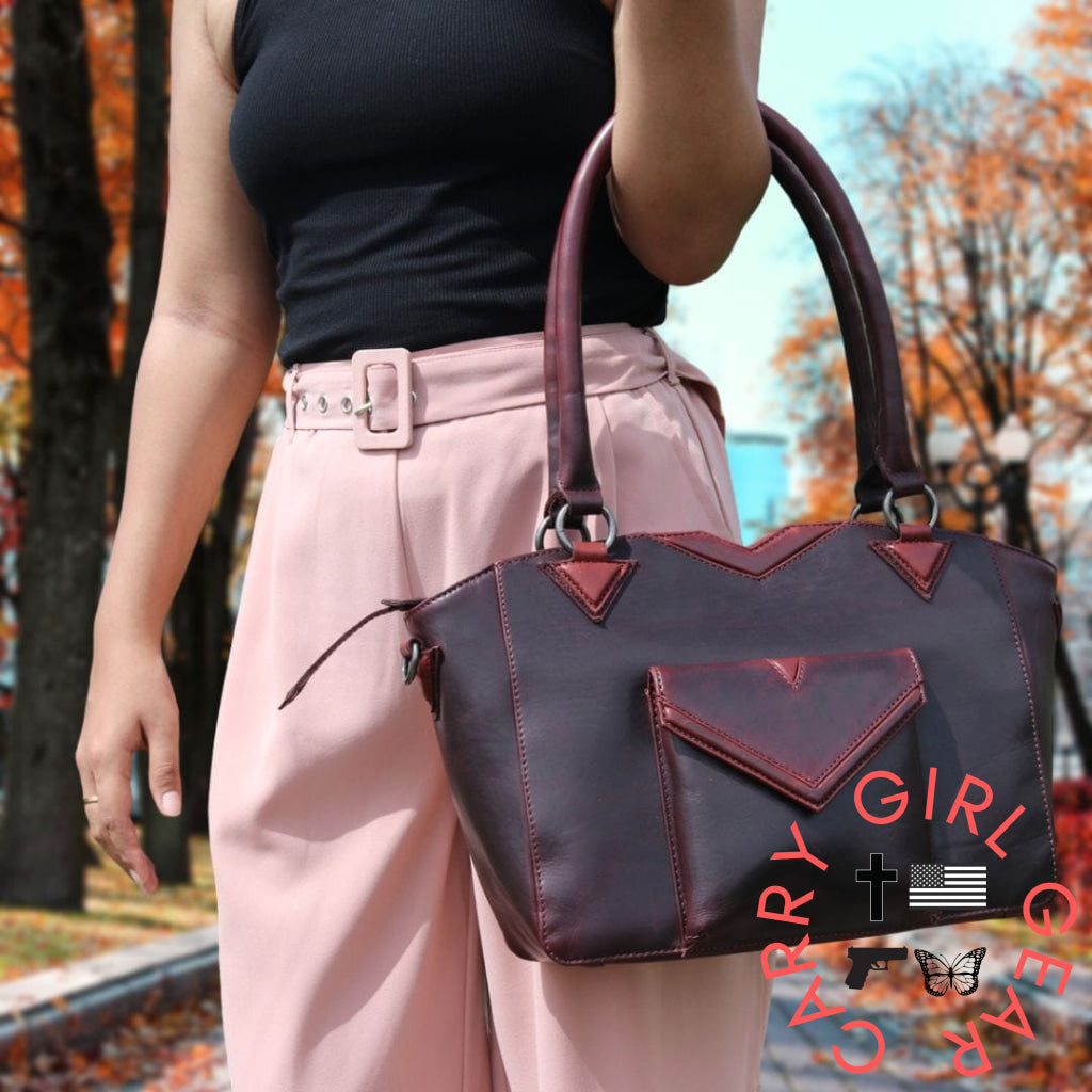 Concealed Carry Aubrey Leather Satchel By Lady Conceal Satchels