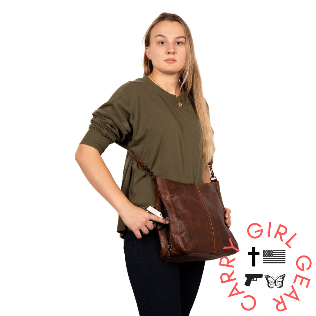 Concealed Carry Ava Leather Hobo By Lady Conceal