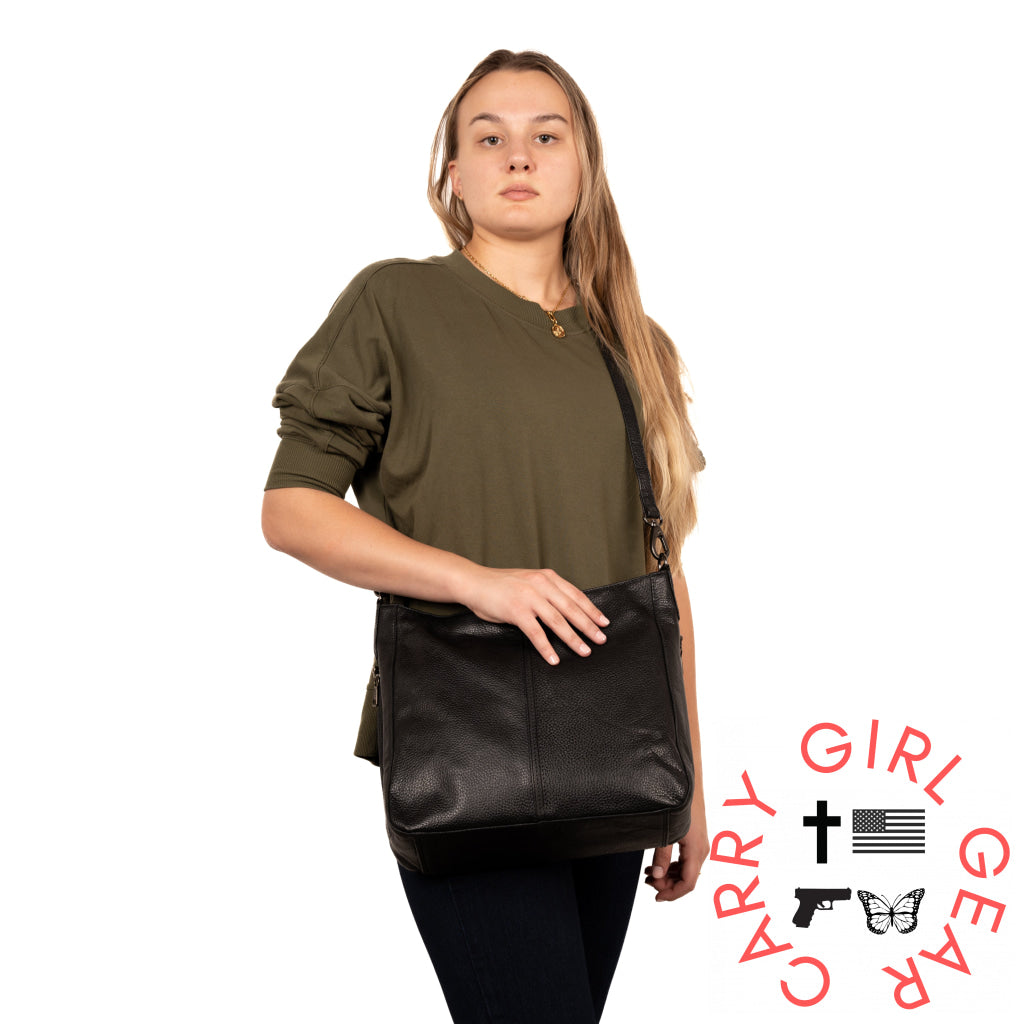 Concealed Carry Ava Leather Hobo By Lady Conceal