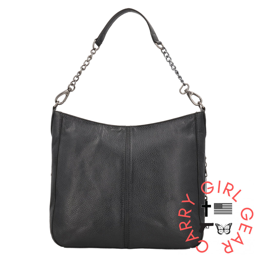 Concealed Carry Ava Leather Hobo By Lady Conceal Black