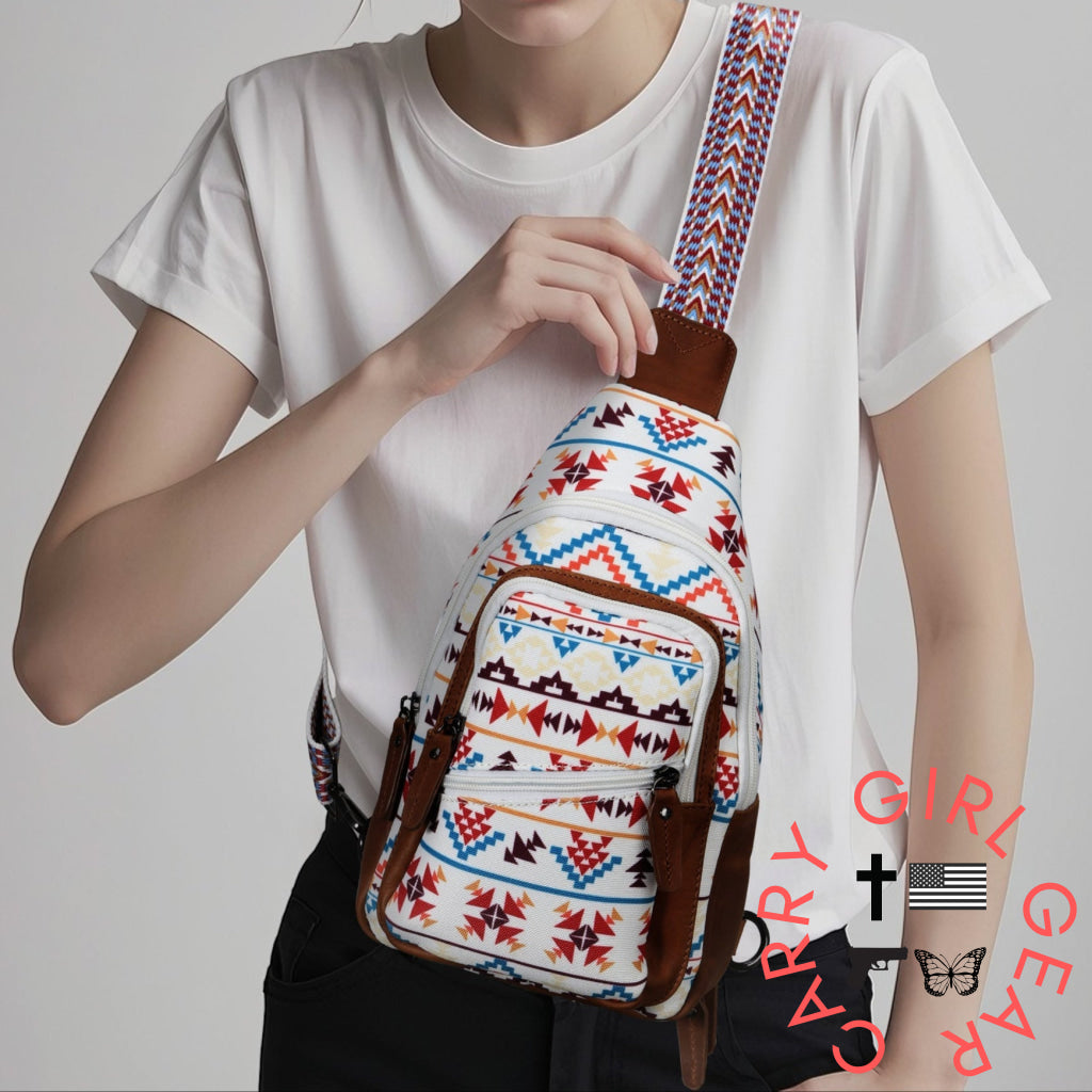 Concealed Carry Aztec Indie Canvas Sling by DS Conceal