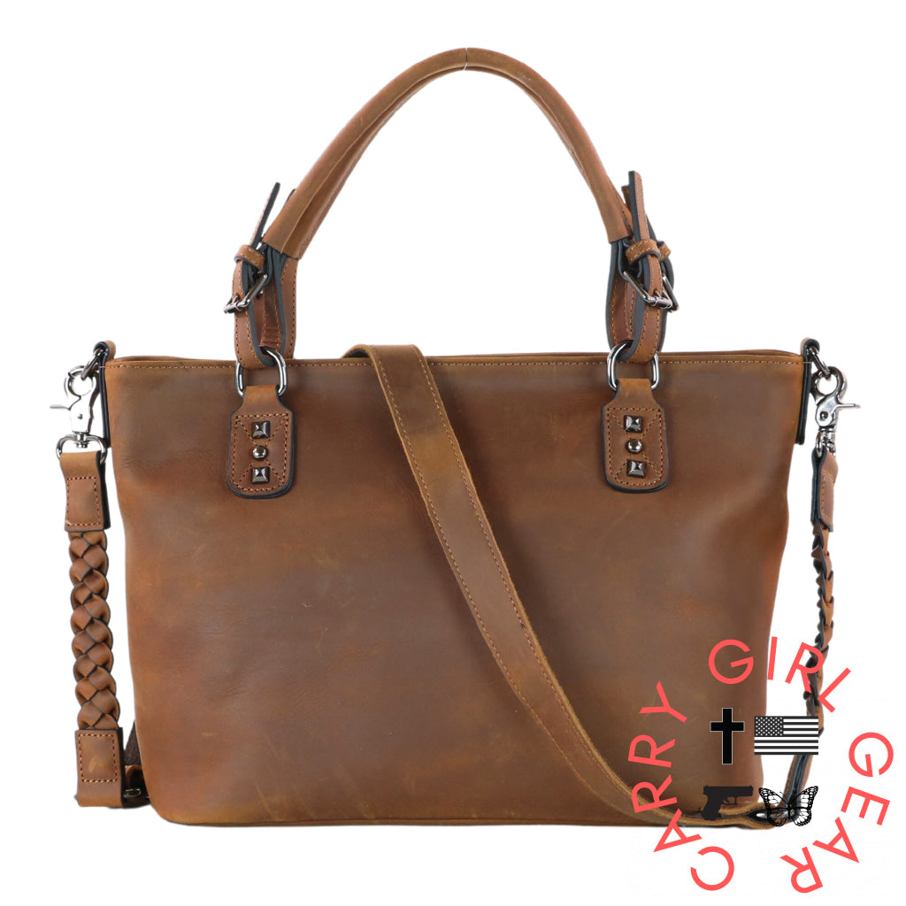 Concealed Carry Bailey Leather Satchel By Lady Conceal Distressed Brown Satchels