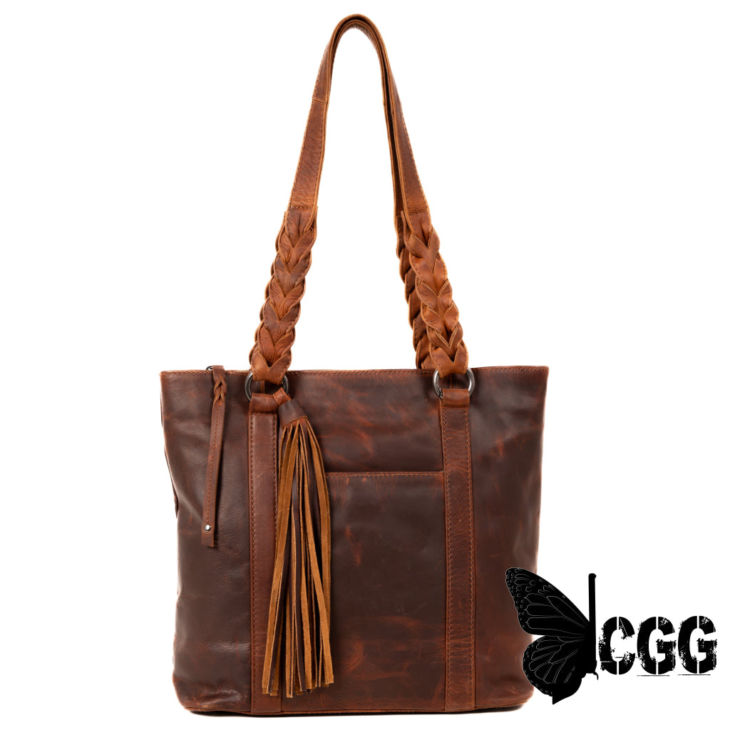 Concealed Carry Bella Leather Tote By Lady Conceal Cognac Totes