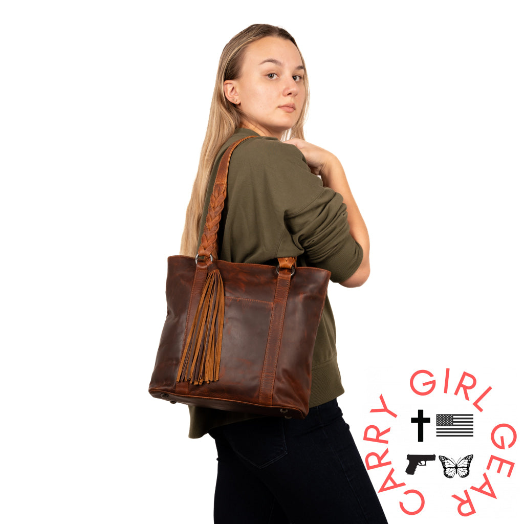 Concealed Carry Bella Leather Tote By Lady Conceal Totes
