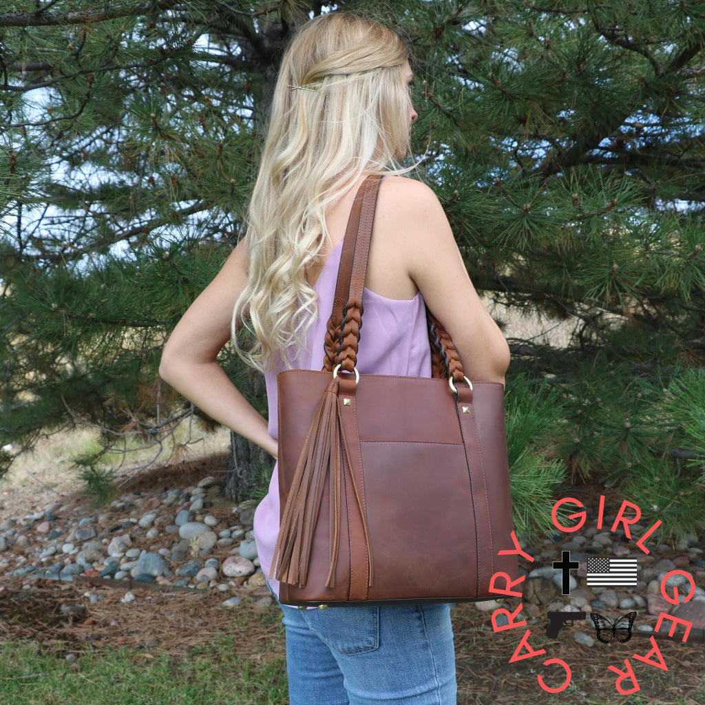 Concealed Carry Bella Leather Tote By Lady Conceal Totes