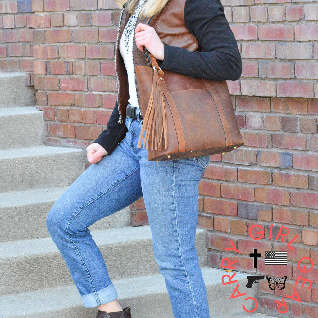 Concealed Carry Bella Leather Tote By Lady Conceal Totes