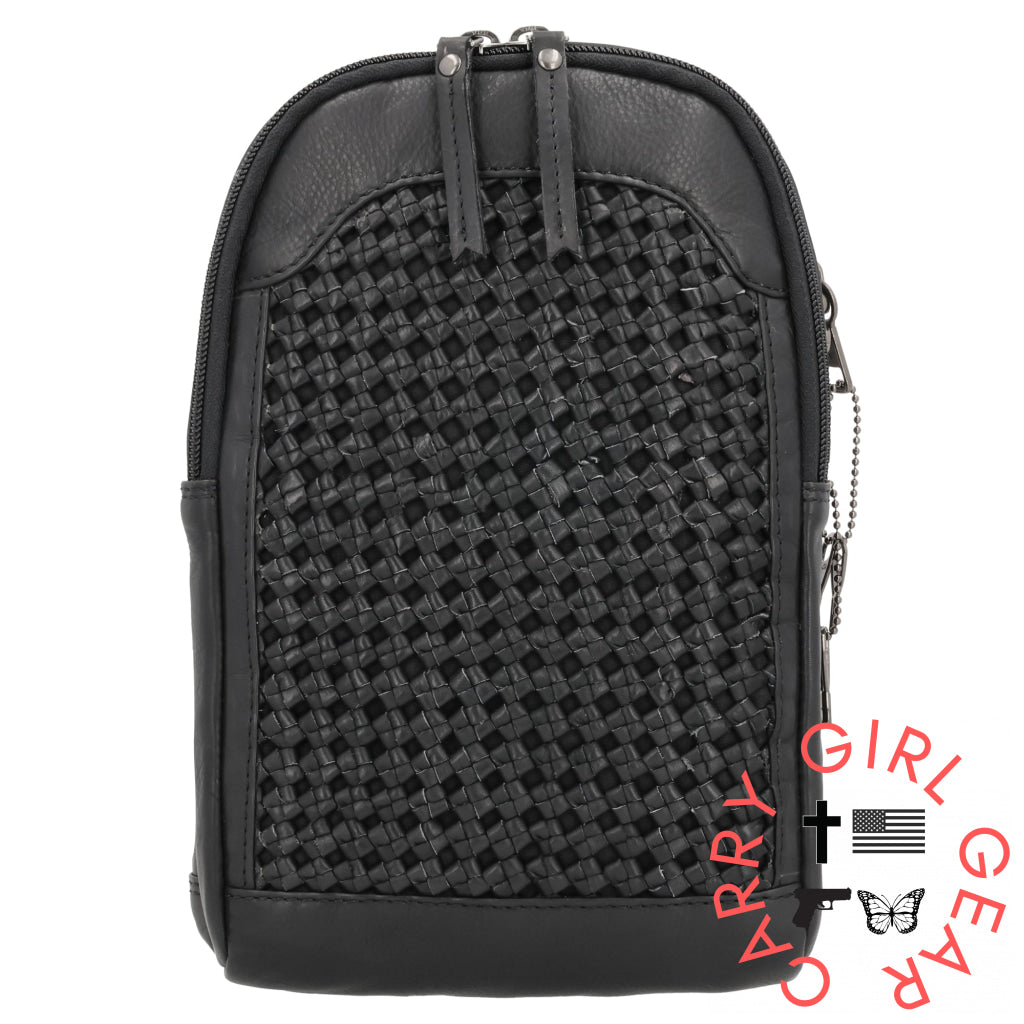 Concealed Carry Bristol Sling Leather Backpack By Lady Conceal Black Slings