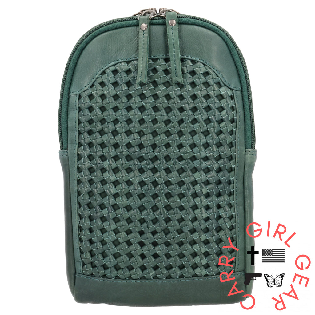 Concealed Carry Bristol Sling Leather Backpack By Lady Conceal Forest Green Slings