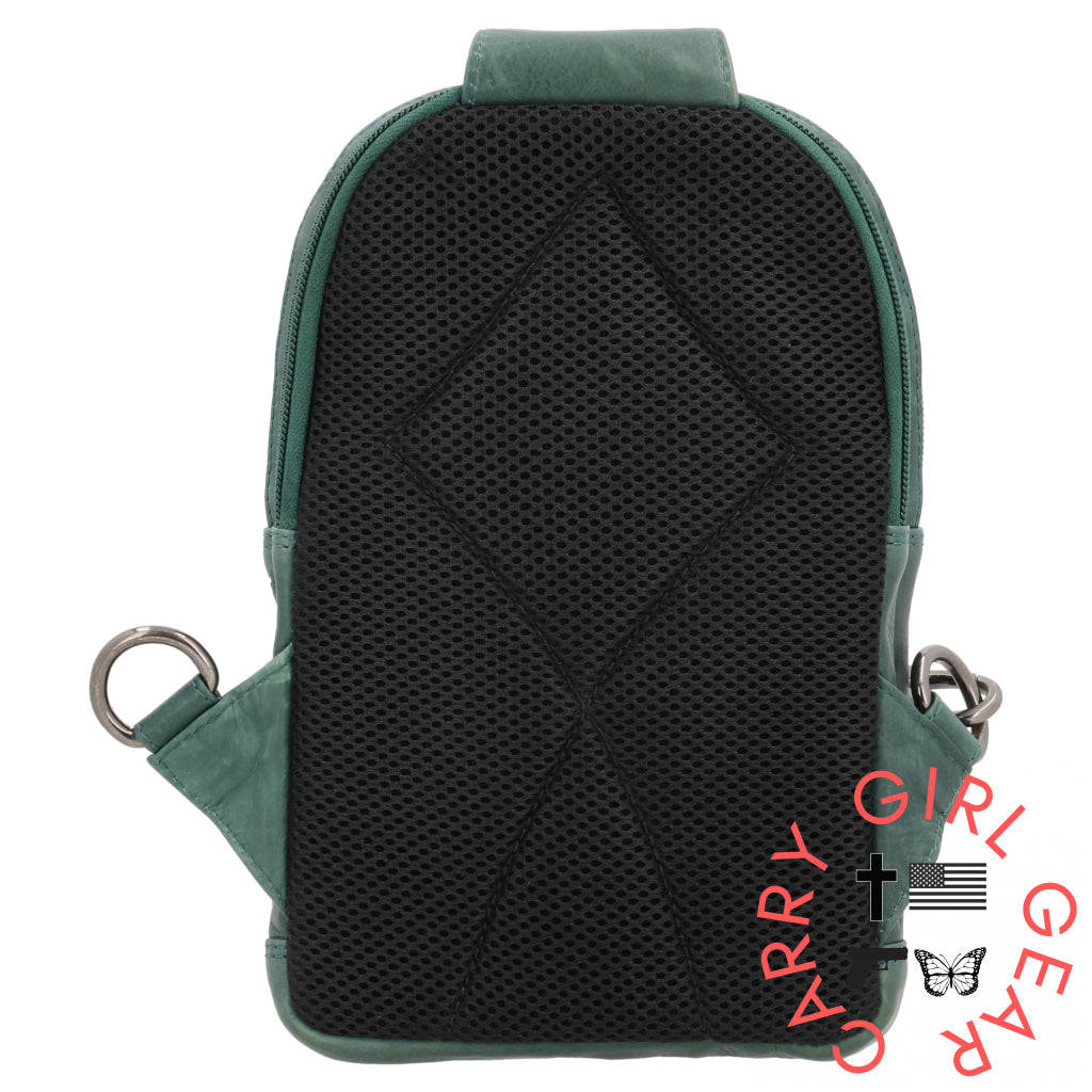 Concealed Carry Bristol Sling Leather Backpack By Lady Conceal Slings